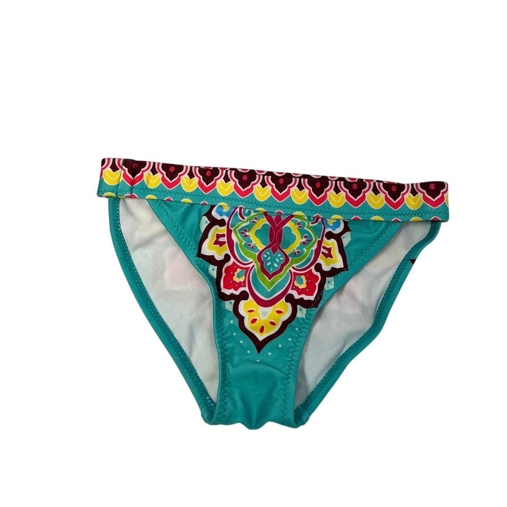 Turquoise Floral-Print Bikini Bottom - Women's Swim
